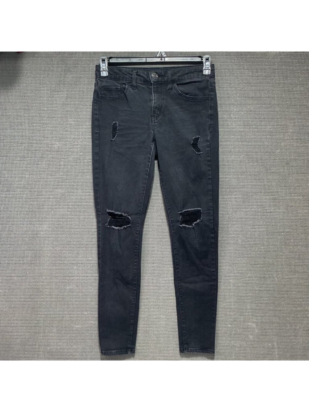 Distressed Black Skinny Jeans Womens 28 Authentic American Heritage Cotton Blend
